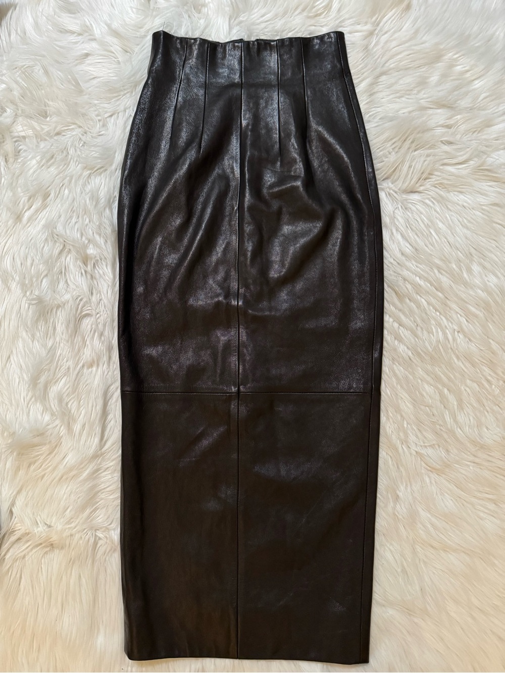 KHAITE Loxley Leather Maxi Skirt Black Sz 4